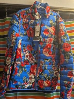 Brooks Brothers Vivid Blue Quilted Floral Zip Jacket- New withTag